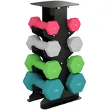 MC Star Hantel-Set Hanteln Set 4 Paar Kurzhanteln, (mit Aufbewahrungsständer rutschfeste Griff, 1-4 kg Hexagon) grau|grün|rosa