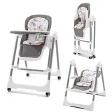 Arkyomi hochstuhl baby 3in1 kinderstuhl mit babywiege/fußstütze/rollen,hochstuhl baby mit liegefunktion,baby hochstuhl ab geburt,kinderhochstuhl klappbar ab 0-36 monate Kinder kleinkinder(grau)