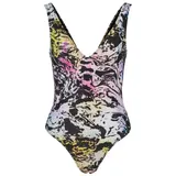 URBAN CLASSICS Ladies Recycled Pattern High Leg Swimsuit - Schwarz - S