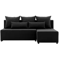 Ecksofa NOBU mit schlaffunktion und Bettkasten - L-förmig - Kronos Stoff - Modernes Design - Eckcouch in L-Form Stoff LUX 23 Schwarz - Schwarz