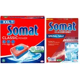 SOMAT Tabs 70 AW Classic Power, Geschirrspül Tabs mit Fettlösekraft für kraftvolle Reinigung, für strahlend sauberes Geschirr + Somat Duo Power Experten Spezial-Salz 1,2kg