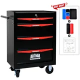 Fanttik Werkzeugwagen Werkzeugkasten,Werkstattwagen Rollwagen zur Werkzeugaufbewahrung, Schwarz, max. Traglast:105 kg, (mit chubladen, Abschließbar,Profi Werkstatt-Wagen), Massives Metall,Mobiler Werkzeug-Wagen ohne Werkzeug