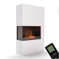 GLOW FIRE Elektrokamin Tucholsky left corner Wasserdampf Kamin, Elektrischer Kamin, Wasserdampfkamin mit 3D Feuer und Knisterfunktion weiß