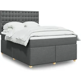 vidaXL Boxspringbett 140 x 200 cm Dunkelgrau