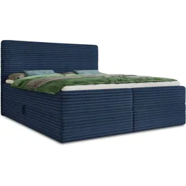 Sofnet Boxspringbett Mollo mit 2 Bettkästen, Doppelbett mit Bonell-Matratze und Topper, Polsterbett in weichem Cordstoff, Bett, Bettgestell für... | Blau (Tilia 77), 140 x 200