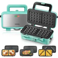 Sandwichmaker 3 in 1, 1200W Waffeleisen/ Kontaktgrill/ Sandwichtoaster, LED blau