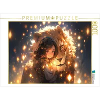 Calvendo Puzzle Manga Illustration - Mädchen mit Löwen 1000
