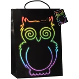 alles-meine.de GmbH 1 Stück Geschenkbeutel/Geschenktasche - Bunte Eule Groß - 35 cm ! zum Geburtstag & z.B. Schulanfang - Geschenktüte/Geschenkverpackung - Verpacku..
