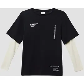 s.Oliver Jersey-Longsleeve in Layering-Optik - schwarz - 134/140