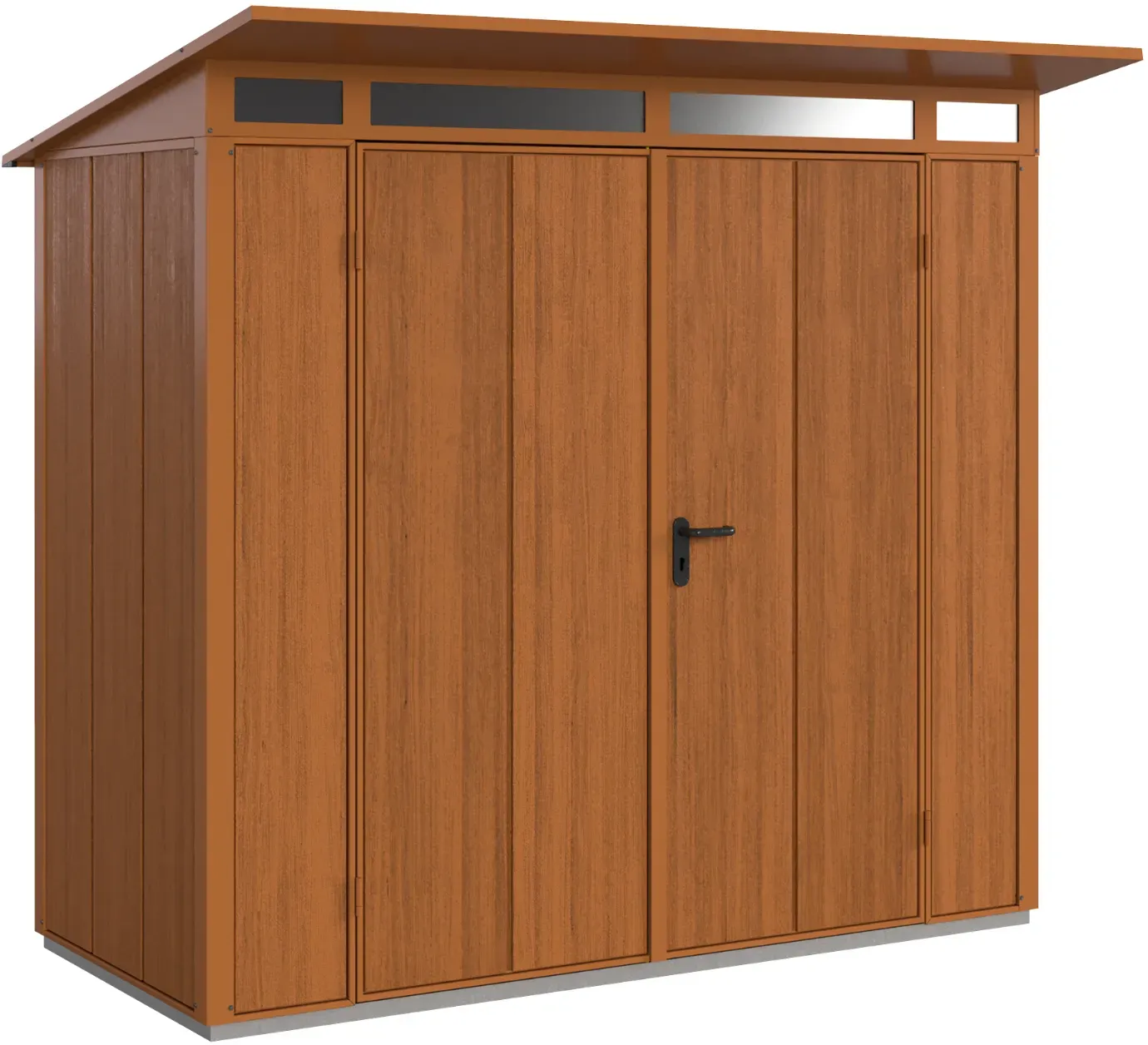 Hörmann Metall-Gerätehaus Berry Modern mit Pultdach Typ 1, 248 x 153 cm,golden oak,3,8 m2