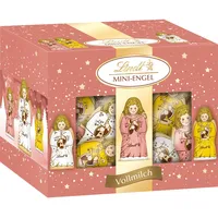 Lindt Schokolade Mini Engel | 12 x 200 g Köcher | Mini Mischung aus feinster Vollmilch Schokolade | Weihnachtsmann | Schokoladen-Geschenk zu Weihnachten | Weihnachtsschokolade