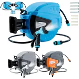 Arebos Schlauchaufroller | 30 m Schlauchtrommel | Wand-Schlauchbox mit Arretierstop & 9 Sprühunktionen |180° Schwenkbar | Inkl.Wandhalterung | Automatischer Aufrollmechanismus Gartenschlauch | Blau