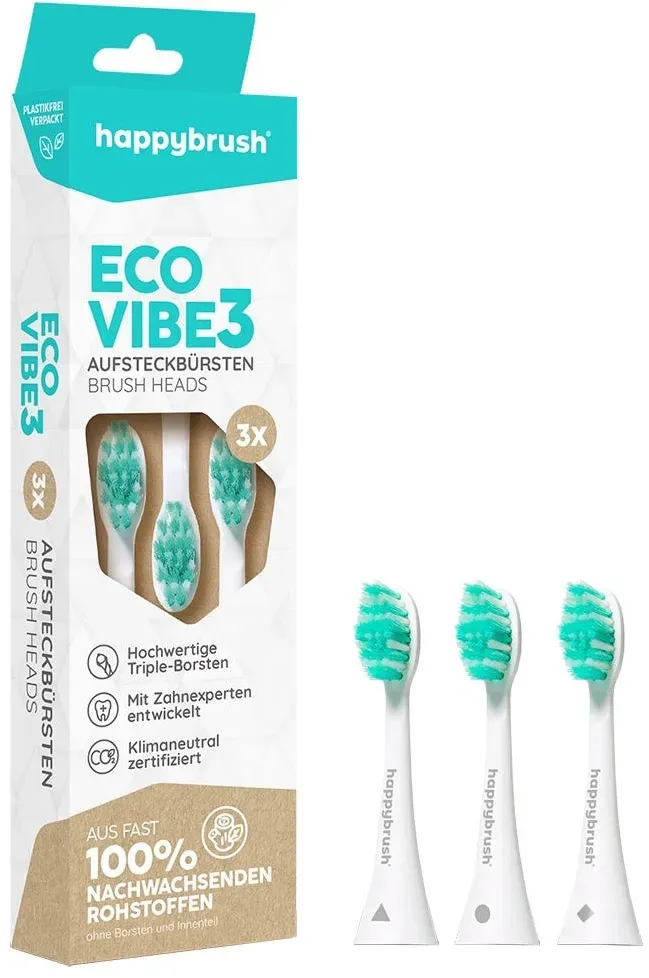 Happybrush ECO Vibe 3 Aufsteckbürsten Weiß/Mint