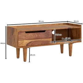 KADIMA DESIGN Lowboard Massivholz 95x44x34 cm TV-Kommode mit Schiebetür, | Gr.: onesize