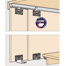 HAWA Combino 35 H MS Schiebetürbeschlag (Innenfront), 1200x2200mm für Holztüren bis 35kg, 2-türig Stahl/Kunststoff anthrazit