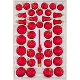 Christbaumkugeln-24.de 39 TLG. Glas-Weihnachtskugeln Set in Ice Rot Gold Regen- Christbaumkugeln - Weihnachtsschmuck-Christbaumschmuck