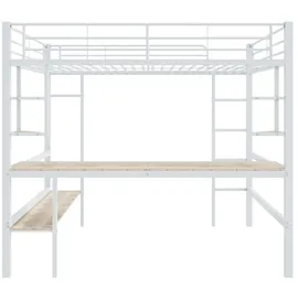XDOVET Hochbett mit Schreibtisch 90 x 200 cm MDF weiß