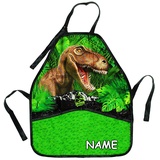 alles-meine.de GmbH Kinderschürze - Dinosaurier/T-Rex - incl. Name - größenverstellbar mit 2 Taschen - Schürze/beschichtet & wasserfest - für Jungen - Kinder - Backschürz..