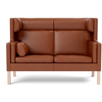 Mogensen 2292 Coupe Sofa, eiche hell geölt / leder cera 905 russet brown