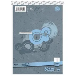 Ursus Style Notizblock DIN A5 Kariert Geheftet Papier Grau Perforiert 100 Seiten