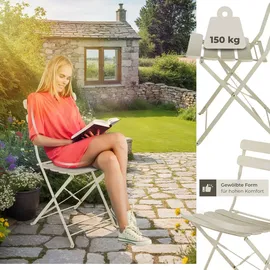 Tectake Bistrotisch-Set Frieda für 2 Personen beige