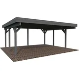 Palmako Karl Doppel-Carport 555 x 372 cm Dunkelgrau lackiert