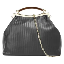 Henkeltasche CLUTY, Damen, Gr. B/H/T: 25cm x 20cm x 7cm onesize, grau, Leder, Taschen, echt Leder, Made in Italy