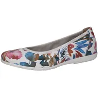 CAPRICE Ballerinas aus Leder Flach, Mehrfarbig (White Flower), 39