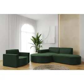 Fun Möbel Eckcouch Stoff 2-Sitzer + Sessel Grün