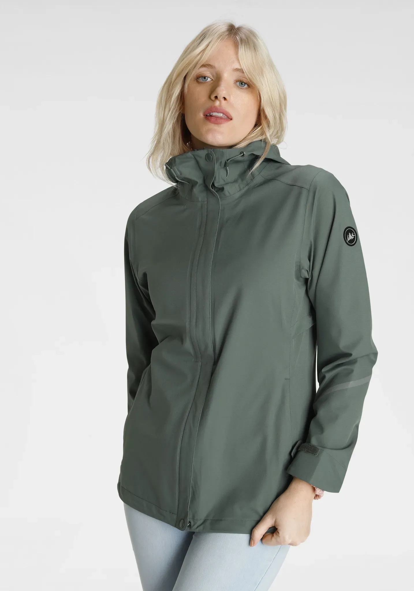 Regenjacke POLARINO Gr. 44, grün (salbeigrün) Damen Jacken Sportjacken packable mit Reflektorstreifen
