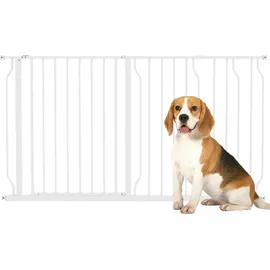 PawHut Hunde Türschutzgitter Treppenschutzgitter, 75-145 cm Hunde Türgitter Weiß - Weiß