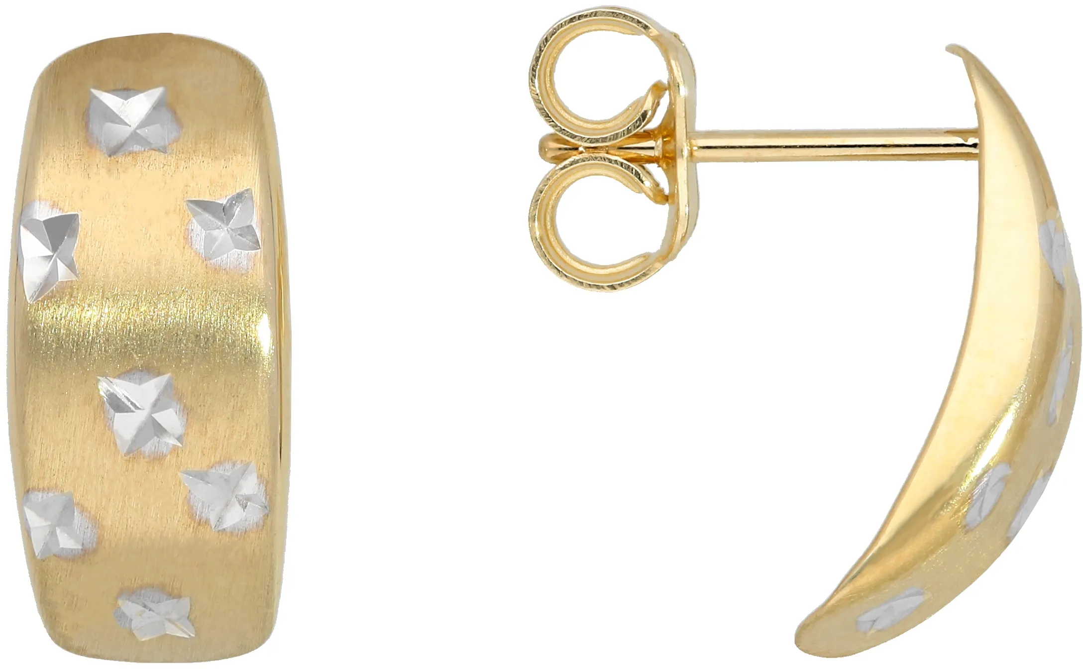 Paar Ohrstecker VIVANCE "bicolor" Ohrringe Gr. Gelbgold 375, gelb (gelbgold 375) Damen Ohrstecker rhodiniert und diamantiert
