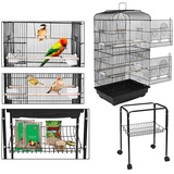 HUOLE Vogelkäfig VogelhausVogelvoliere Nagerkäfig aus Metall Vogelkäfig mit schmutzwanneneinsatz für Nymphensittiche, Papageien, Tauben, Sittiche, Finken,35.3 * 46 * 150.6cm