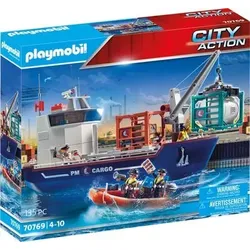 PLAYMOBIL 70769 Großes Containerschiff mit Zollboot