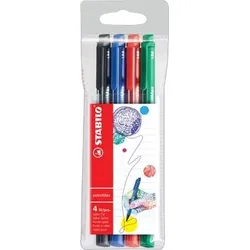 STABILO Filzschreiber pointMax 4er, 0,8mm Strichstärke, Nylonspitze, Kappe
