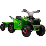 Homcom Kinder Elektro-Quad 6V Elektroauto mit Anhänger für Kinder 1,5-3 Jahre, 2,5 km/h, Metall, Grün