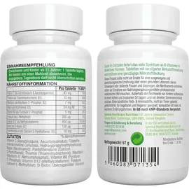 Igennus Healthcare Nutrition Igennus Super B Komplex – methylierter B-Vitamin Komplex, 180 Tabletten, Clean Label mit Methylcobalamin, Methylfolat plus Vitamin C, hochdosiert, vegan
