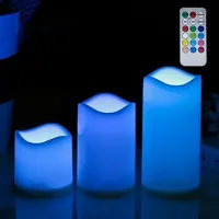 Set Mit 3 Flammenlosen Led-kerzen Mit Fernbedienung – Für Den Innen- Und Außenbereich Geeignet – Farbwechsel
