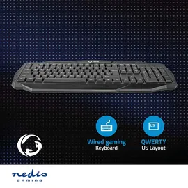 Nedis Gaming Keyboard - USB 2.0 - Folientasten - LED - US international - US-Layout - Stromversorgung über USB - Netzkabellänge: 1.50 m - Gaming