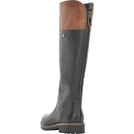 REMONTE Hochschaftstiefel - Nachtschwarz / Braun Glattleder Größe: 40 Normal - Schwarz