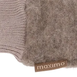 Maximo Fäustlinge MAXIMO, Kinder, Gr. 3M, braun (braun, meliert), Fleece, Wolle, meliert, unifarben, Handschuhe Fäustlinge, atmungsaktiv, wärmend, weich, mit Halteband, Wollfleece