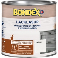 Bondex Lacklasur Weiß 0,375 L für 3,75m2 | 2in1 - veredelt und versiegelt | Wasser- und Schmutzabweisend | Sicherheit für Kinderspielzeug nach DIN EN 71-3 | Seidenglänzend | Holzlasur