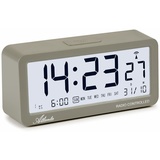 Atlanta Funkwecker Digital-Wecker LCD Snooze Licht Lautlos Ohne Ticken 3 Weckzeiten Alarme Grau