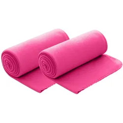 wometo 2er Set Polar- Fleecedecke 130x160 cm ca. 400g wertiges Gewicht OekoTex mit Anti-Pilling Kettelrand Farbe pink