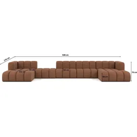 kaiser möbel Ecksofa, Sofa U-Form Grand U Big XL 500 cm, Velourstoff Salvador, Dunkelbraun - Dunkelbraun