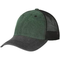 Helikon Plain Trucker Cap - Washed Cotton - Washed Dark Green / Washed Black C One Size CZ-PTC-CW-1F