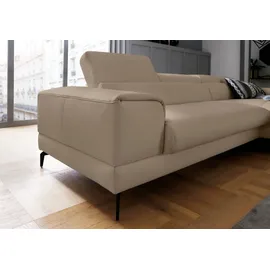 W.Schillig Ecksofa "piedroo, Designsofa mit tollem Sitzkomfort, L-Form", braun (stone z59), B:303cm H:70cm T:193cm, Longlife Xtra-Leder Z59: Glattleder mit modischer Prägung.