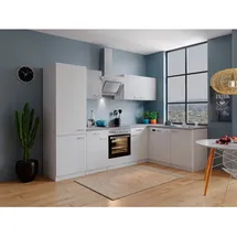 Respekta Winkelküche Hamm 280 x 172 cm L-Form E-Geräte mit Einbaukühl-/Gefrierkombination weiß/beton