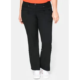 sheego Cargohose SHEEGO, Damen, Gr. 44, Normalgrößen, schwarz, 97% Baumwolle, 3% Elasthan, unifarben, Hosen Cargohose