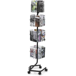 Vevor Prospektständer Bodenprospektständer 32 Fächer, Netz-Literaturstände Zeitungskatalogständer, Broschürenständer mit 5 Rollen (2 feststellbar) für Geschäfte Ausstellungen Büros 41 x 38 x 155 cm